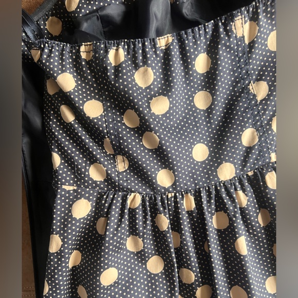 The Limited sz 2 navy blue/cream polka dot strapless dress! Vintage petite - Picture 11 of 16